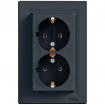 Schneider Electric EPH9900171 Asfora Розетка подвійна 220В антрацит, пластик, із заземленням, Schuko