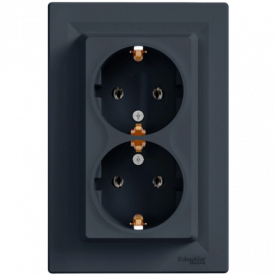 Schneider Electric EPH9900171 Asfora Розетка подвійна 220В антрацит, пластик, із заземленням, Schuko