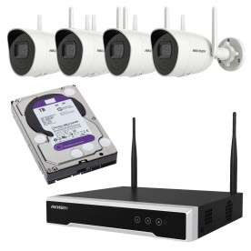 Набір Hikvision DS-7104NI-K1/W/M (1 шт.) + DS-2CV2021G2-IDW(D) (2.8 мм) (4 шт.) + WD10PURX-78 (1 шт.)