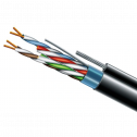 Cat. 5e F/UTP PE 4х2х24 AWG + S. M. трос (к)(72113) бухта 500м - Кабель витая пара ЗЗЦМ (FTP медь уличный с тросом)