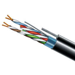 Cat. 5e F/UTP PE 4х2х24 AWG + S. M. трос (к)(72113) бухта 500м - Кабель витая пара ЗЗЦМ (FTP медь уличный с тросом)